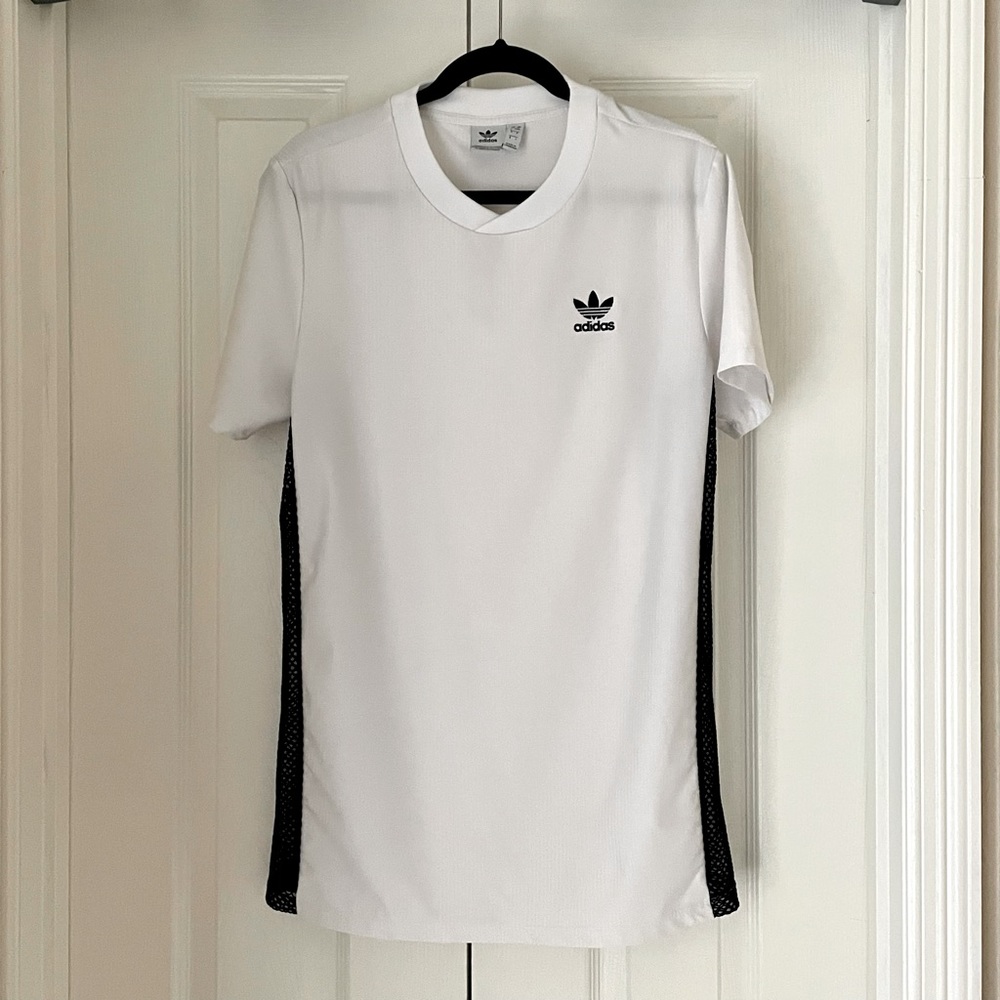 Adidas Originals White Jersey Dress with Mesh on Sides Size M